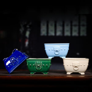 CHẬU SỨ PHỦ MEN RẠN MIỆNG VUÔNG HỔ PHÙ