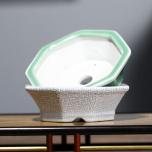 CHẬU SỨ MEN RẠN DÁNG LỤC PHƯƠNG