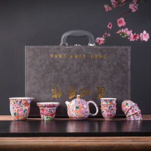 BỘ ẤM CHÉN SỨ BÁCH HOA PHÁP LAM