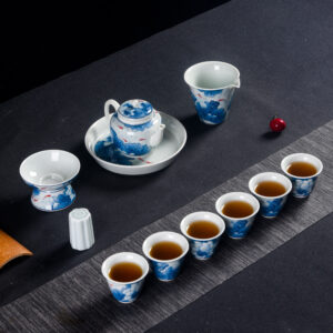 BỘ ẤM CHÉN SỨ MEN ĐẤU THÁI VẼ SEN