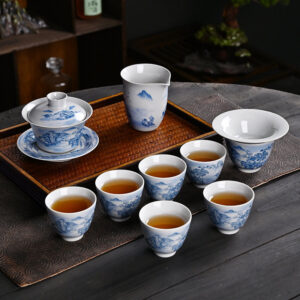 BỘ KHẢI CHÉN SỨ THANH HOA SƠN THUỶ