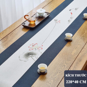 KHĂN TRẢI BÀN TRÀ 2 LỚP VẼ SEN