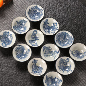 BỘ CHÉN 12 CON GIÁP SỨ MEN RẠN