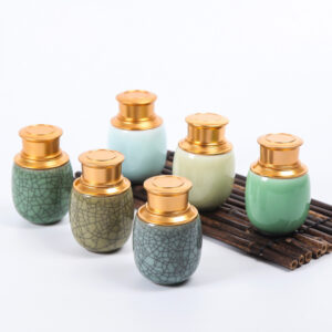 HŨ ĐỰNG TRÀ MEN RẠN NẮP KIM LOẠI