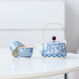 BỘ ĐỐI ẨM SỨ BÁCH HOA MEN LAM