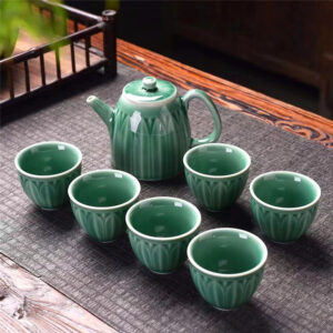 BỘ ẤM CHÉNBÚP SEN THANH SỨ MEN NGỌC