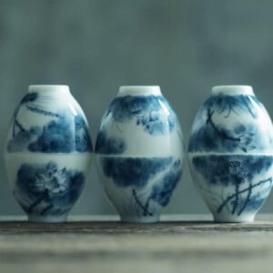 BỘ 6 CHÉN SỨ CẢNH ĐỨC VẼ TAY LIÊN HOA